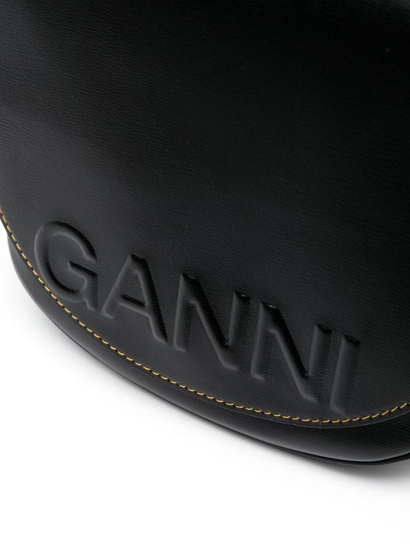 Black Logo-embossed Leather Shoulder Bag