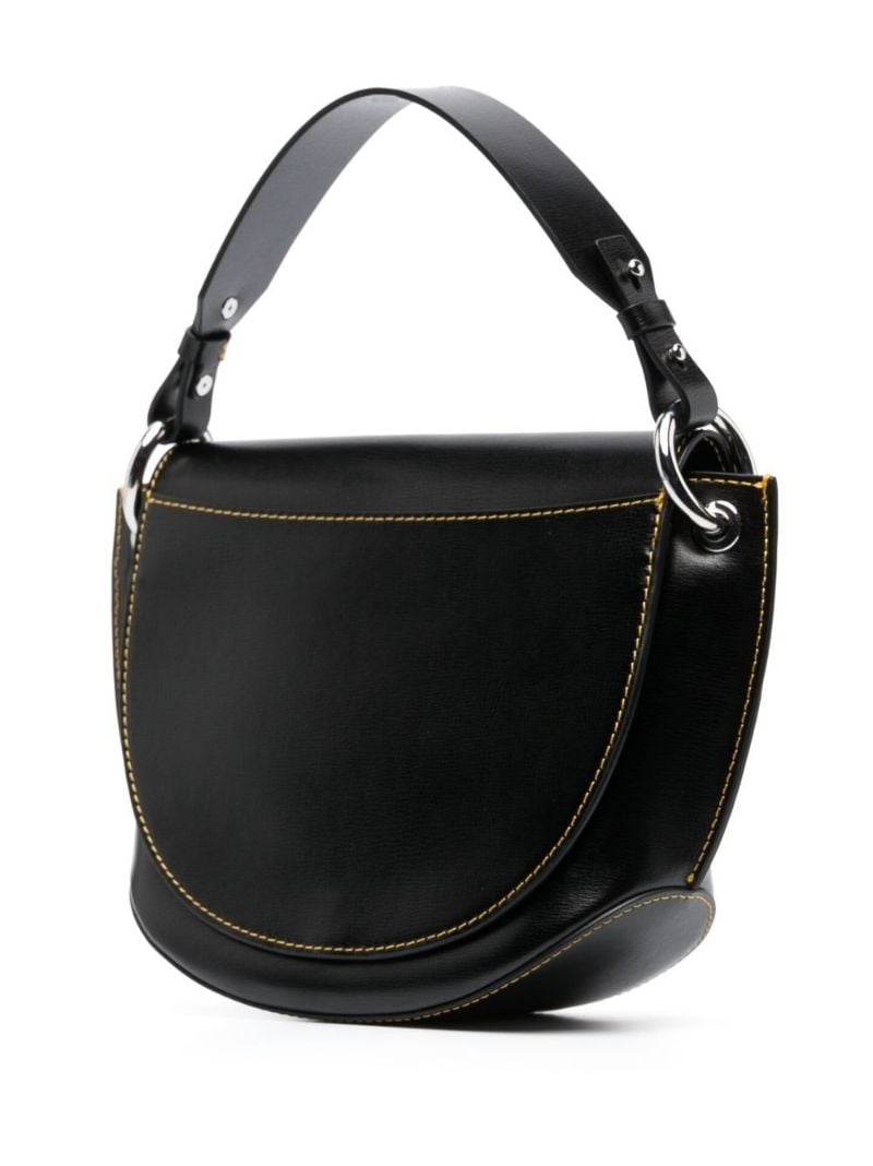 Black Logo-embossed Leather Shoulder Bag
