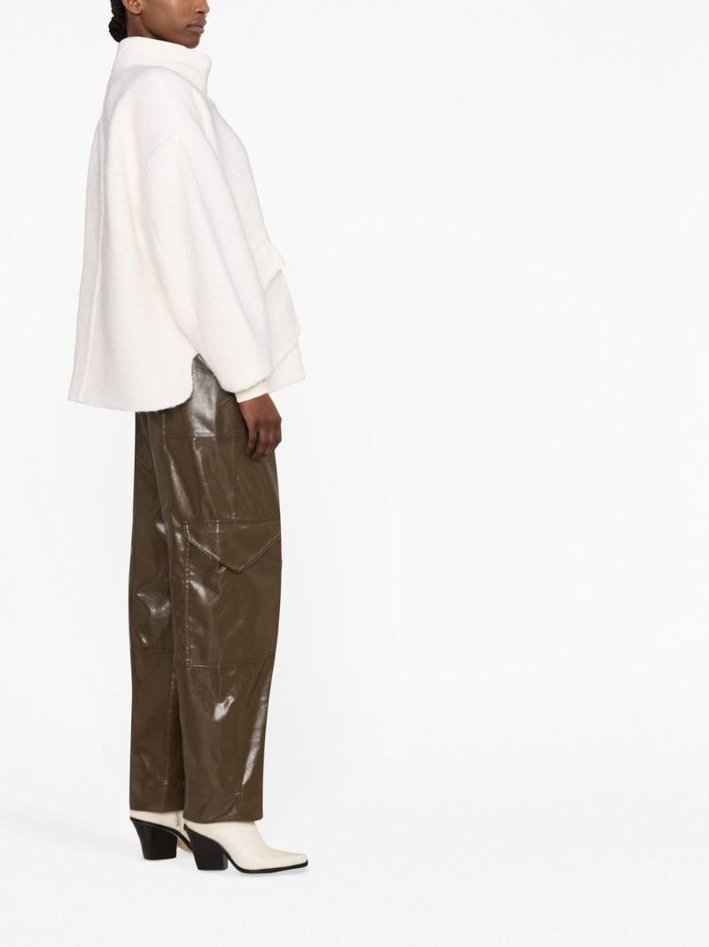 White Asymmetric Toggle BouclÃ_x0083_Â© Coat