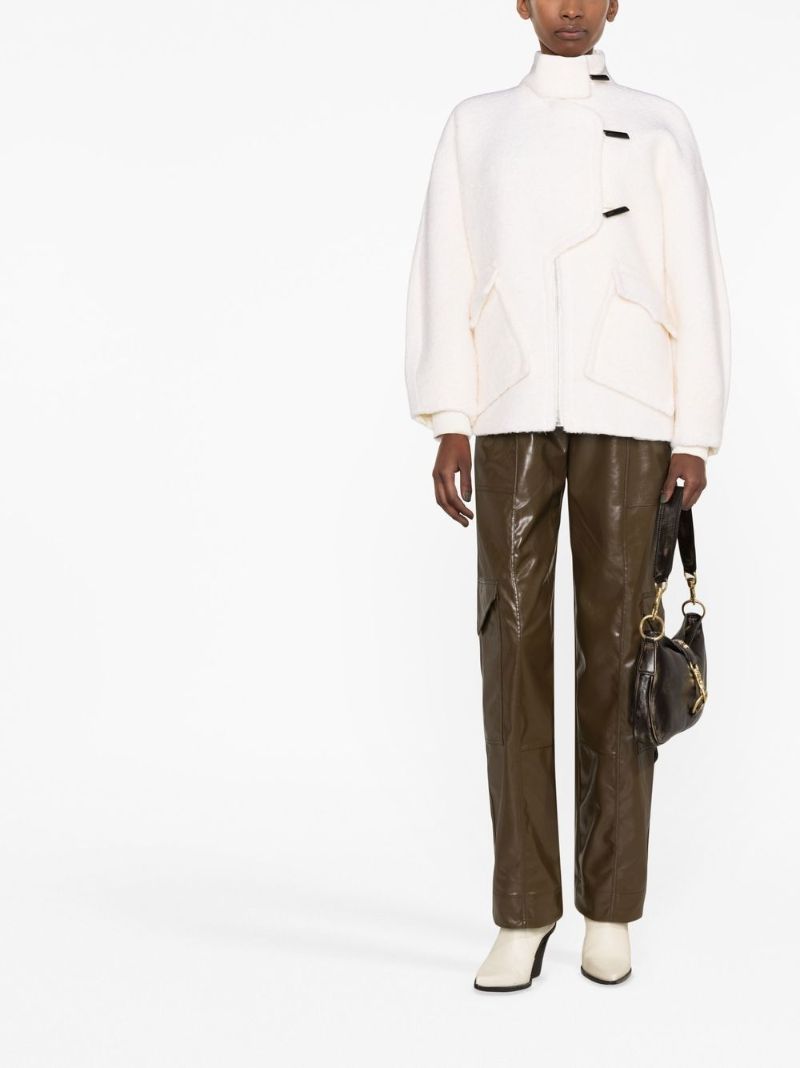 White Asymmetric Toggle BouclÃ_x0083_Â© Coat