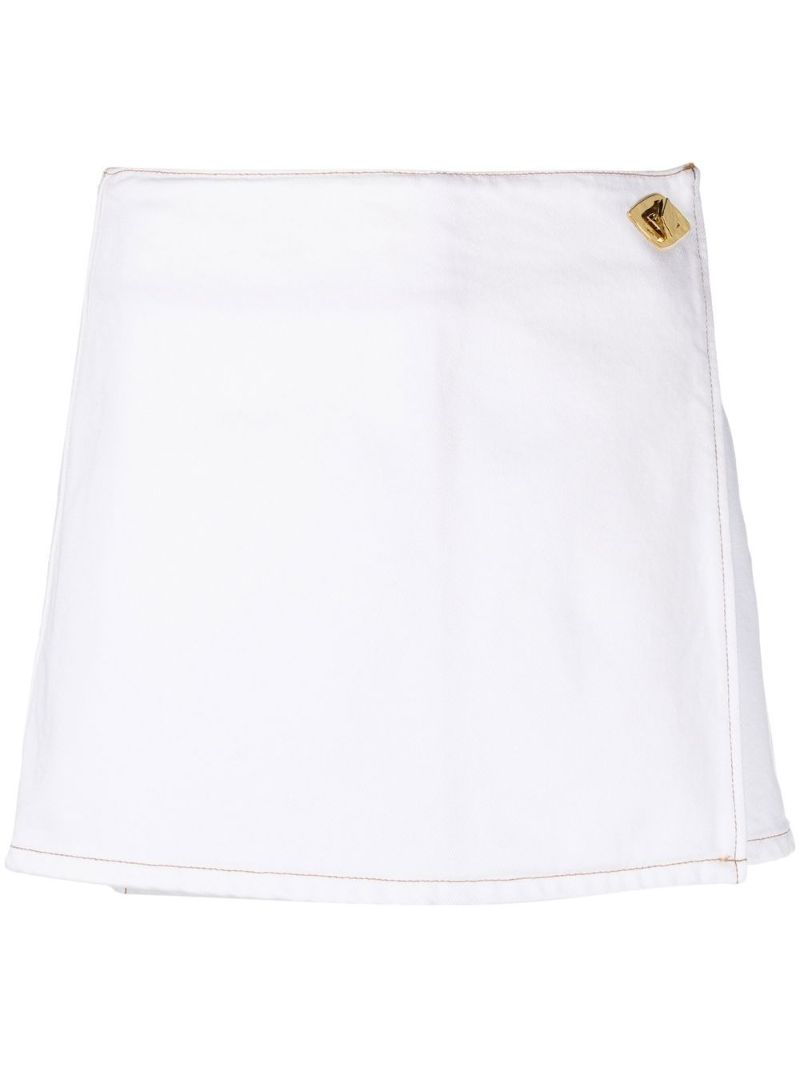 White Organic Cotton Wrap Mini Skirt