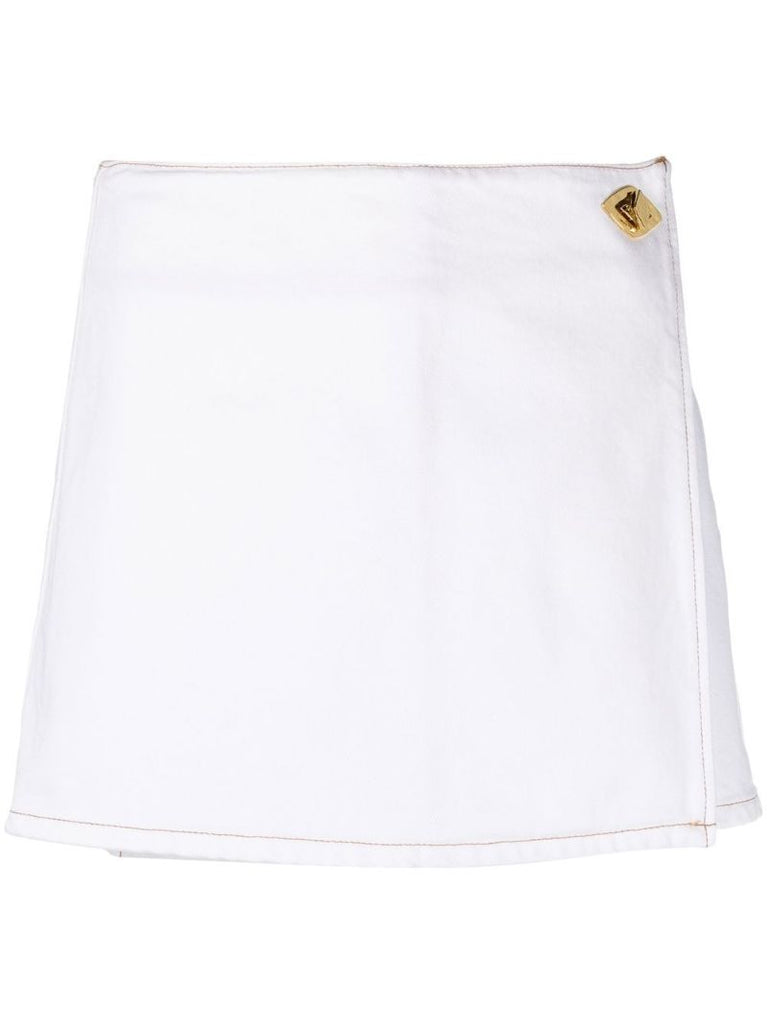 White Organic Cotton Wrap Mini Skirt