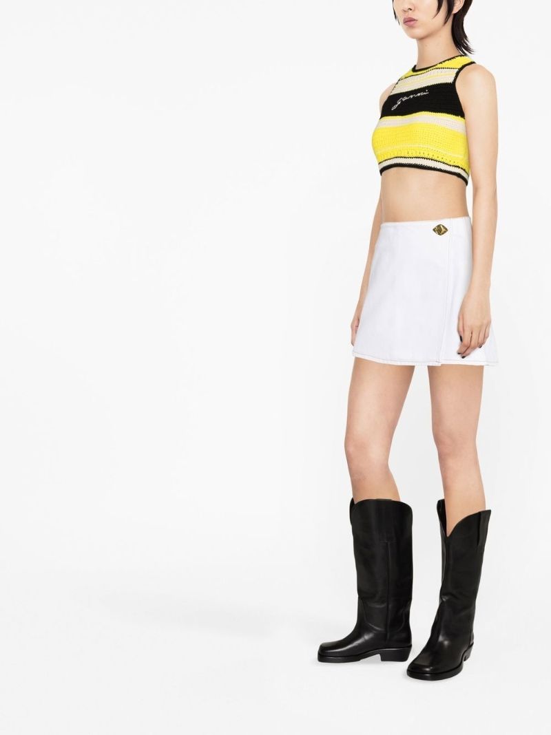 White Organic Cotton Wrap Mini Skirt