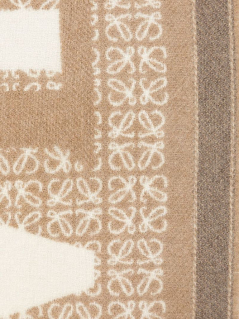 White Anagram Wool Knitted Scarf