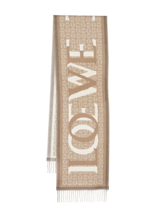 White Anagram Wool Knitted Scarf
