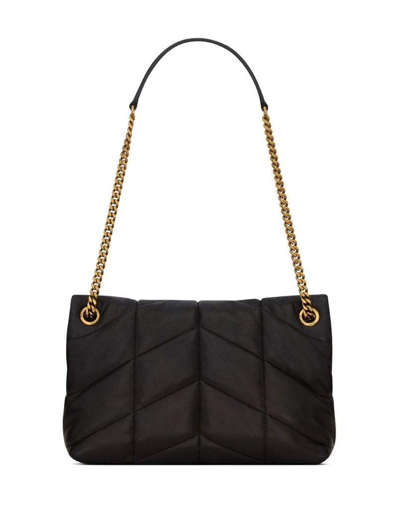 Black Puffer Small Leather Shoulder Bag