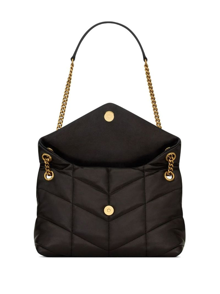 Black Puffer Small Leather Shoulder Bag