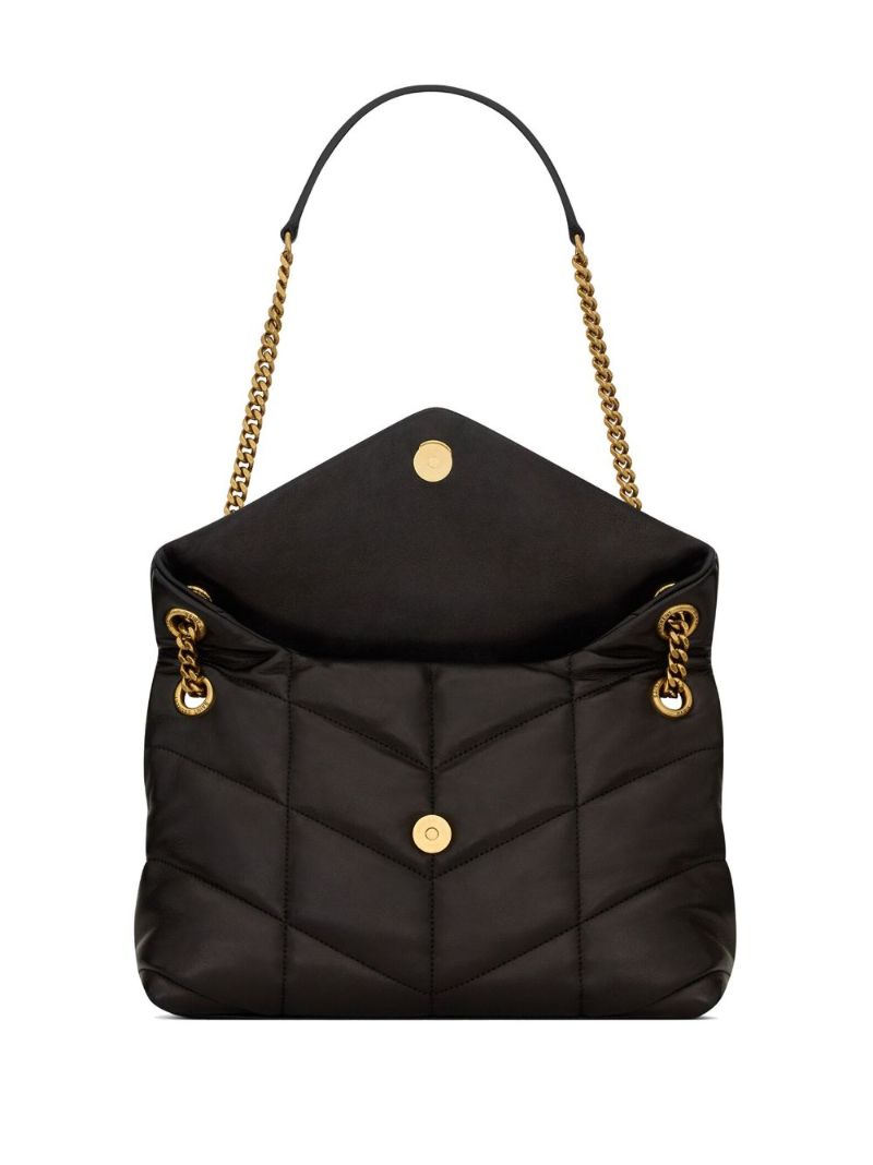 Black Puffer Small Leather Shoulder Bag