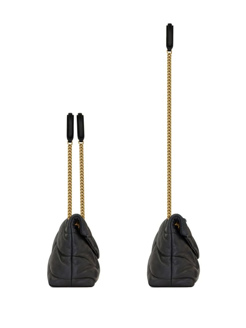 Black Puffer Small Leather Shoulder Bag