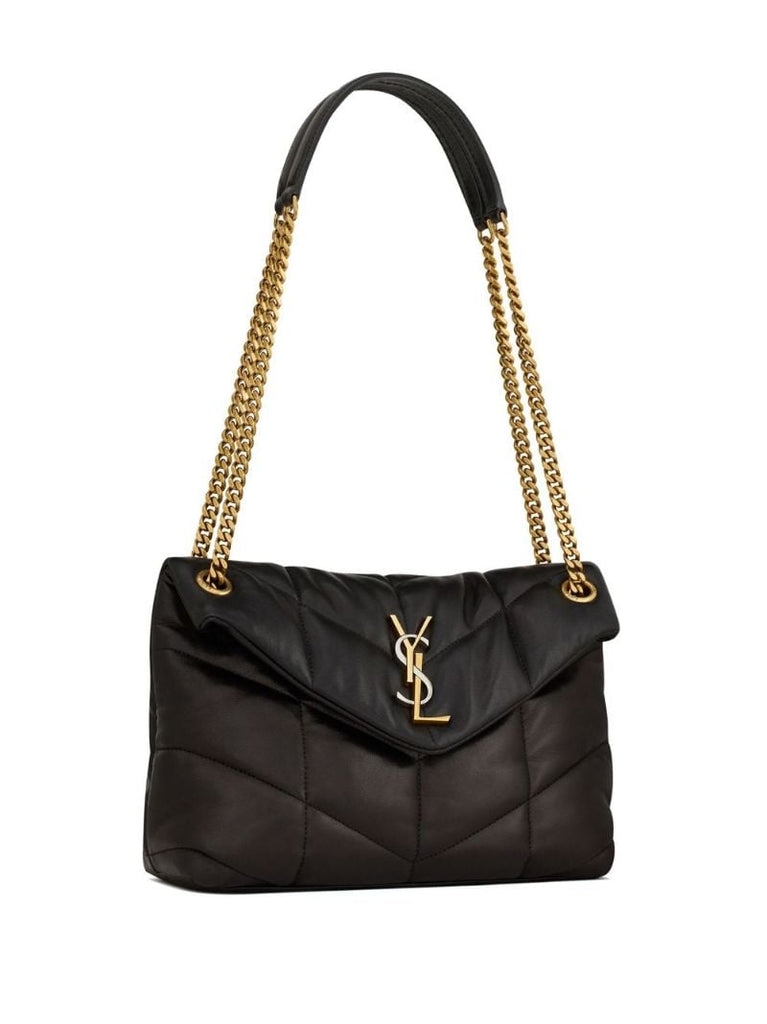 Black Puffer Small Leather Shoulder Bag