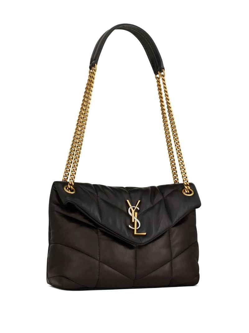 Black Puffer Small Leather Shoulder Bag