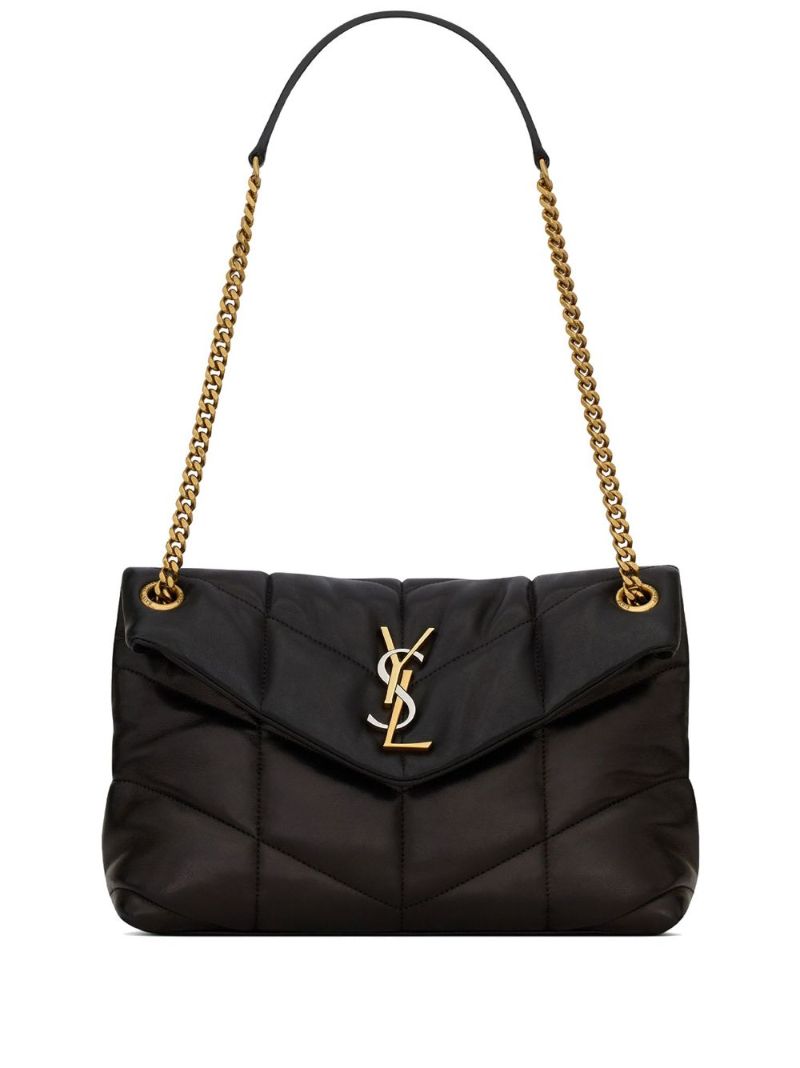 Black Puffer Small Leather Shoulder Bag