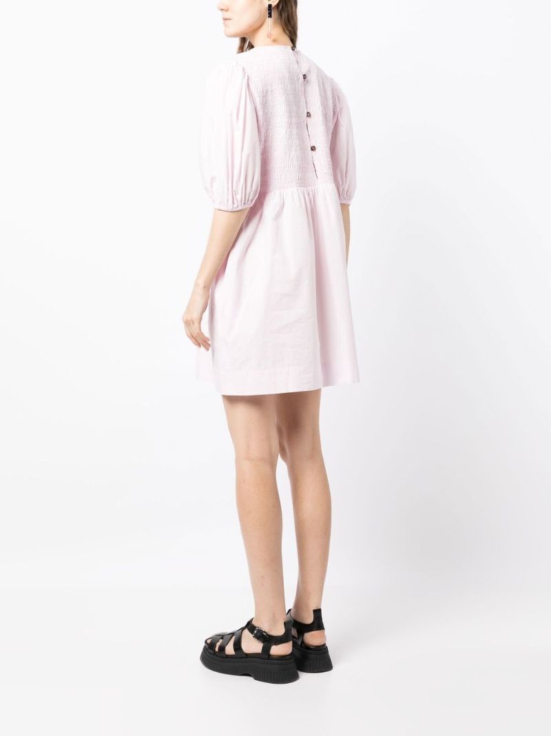 Pink Smocked Organic Cotton Mini Dress
