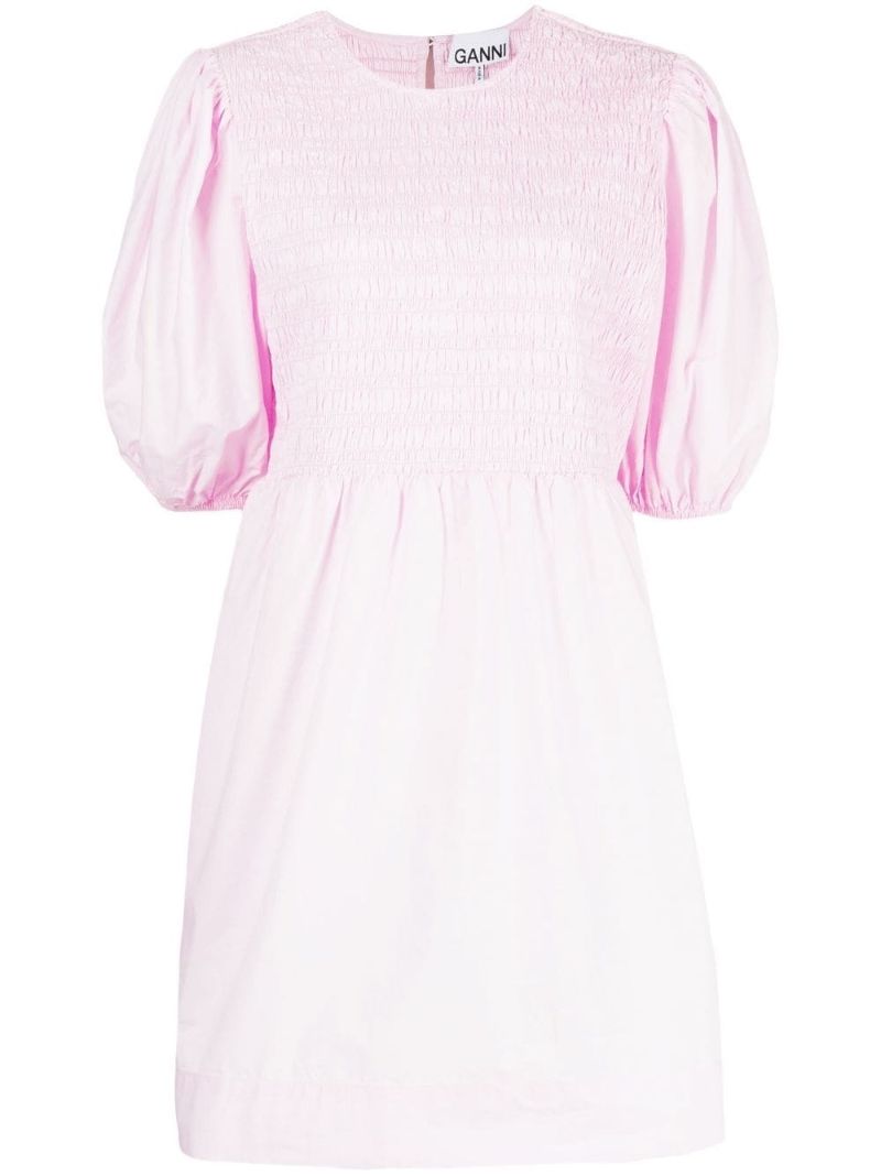 Pink Smocked Organic Cotton Mini Dress