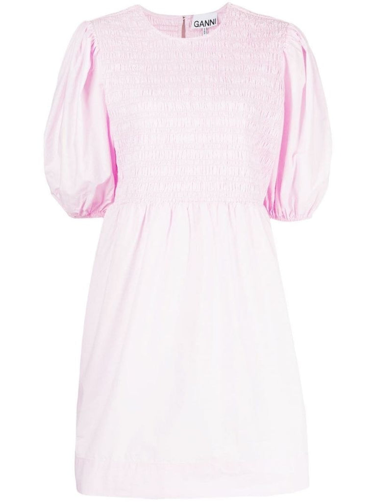 Pink Smocked Organic Cotton Mini Dress