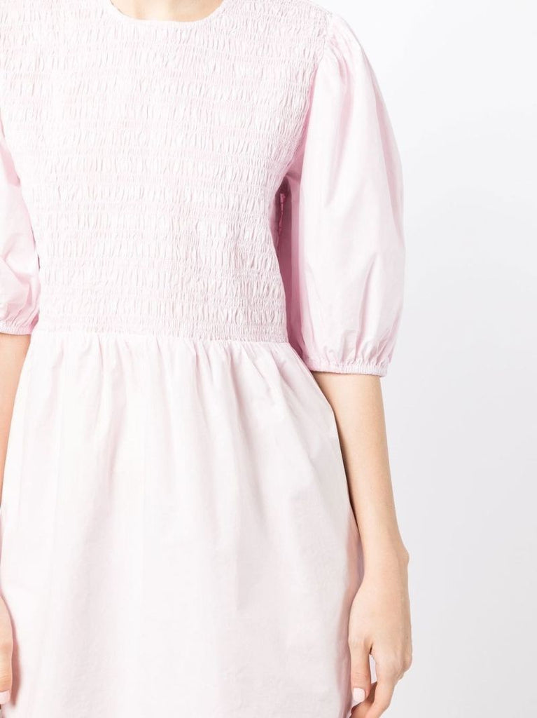 Pink Smocked Organic Cotton Mini Dress