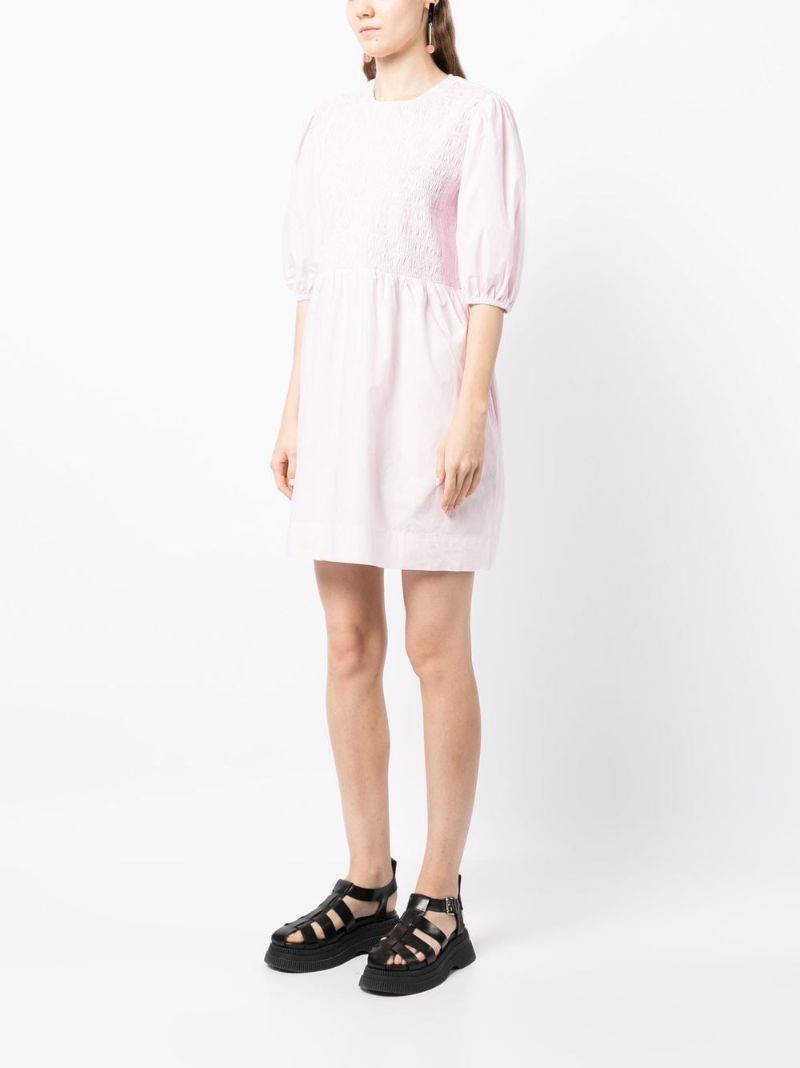 Pink Smocked Organic Cotton Mini Dress