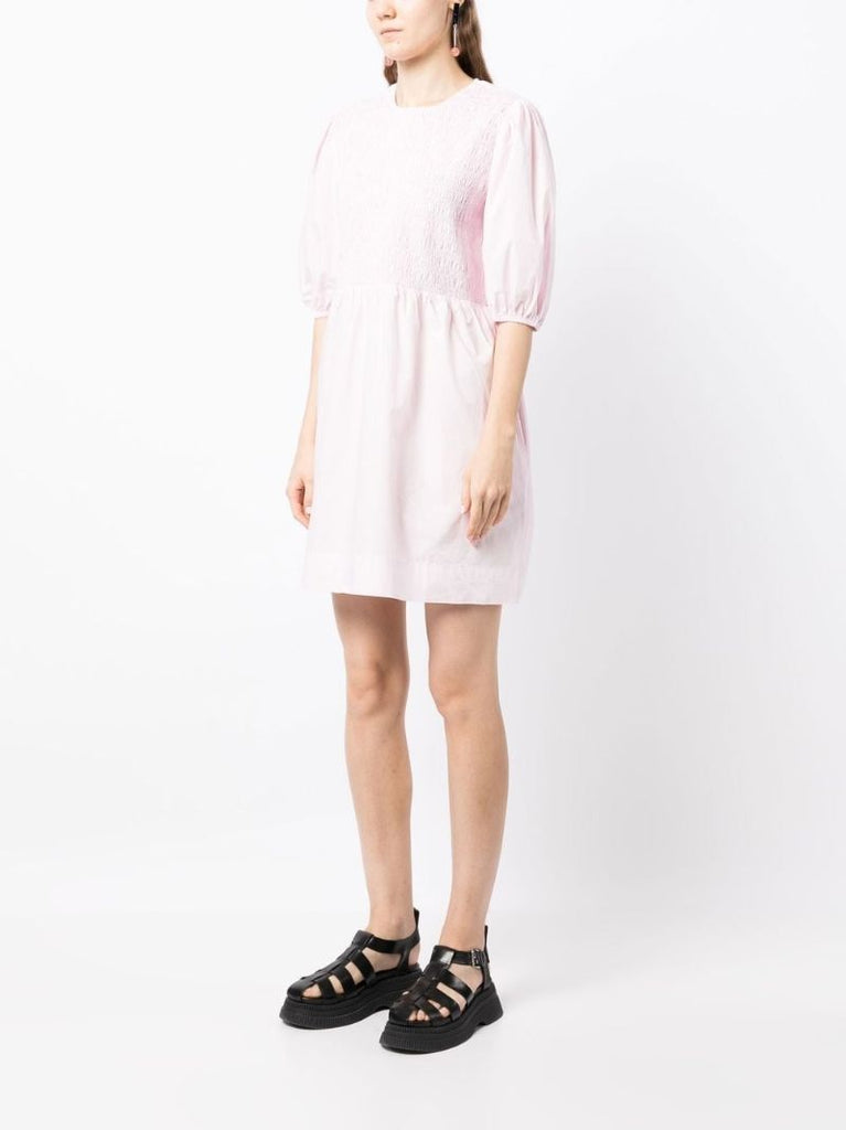 Pink Smocked Organic Cotton Mini Dress
