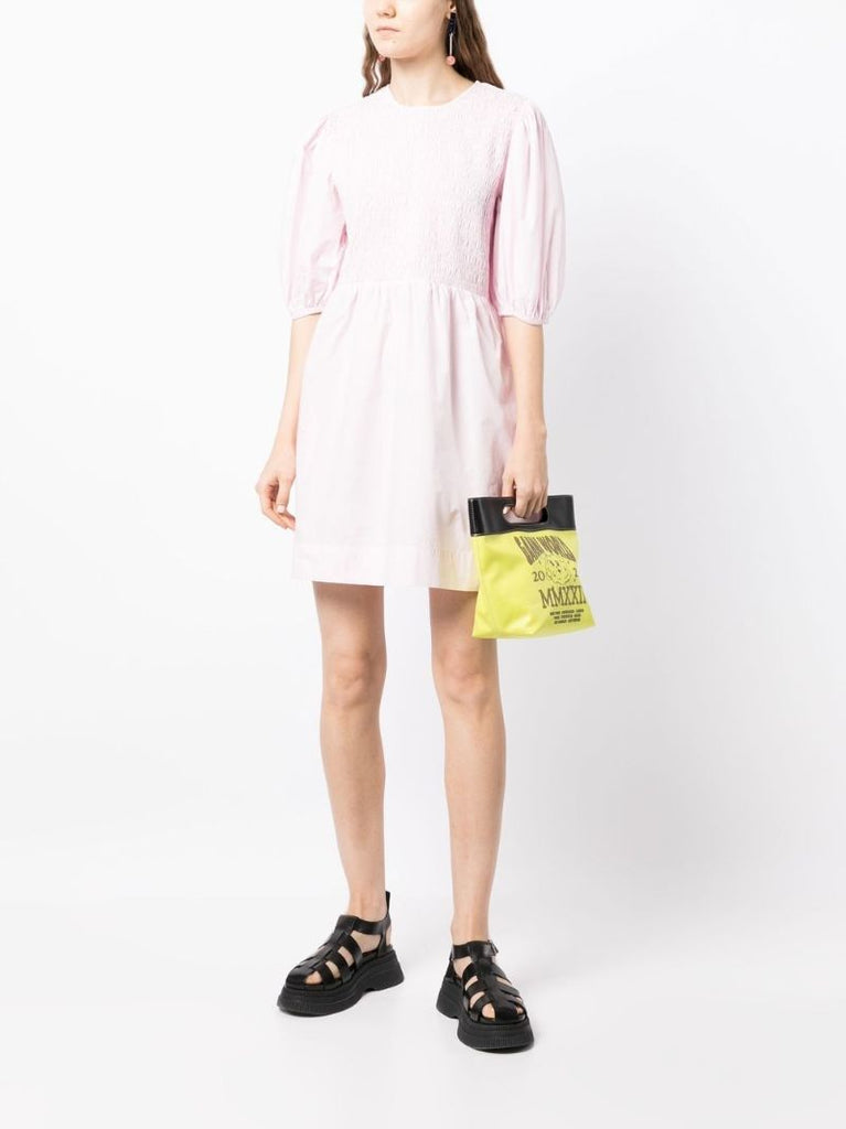 Pink Smocked Organic Cotton Mini Dress