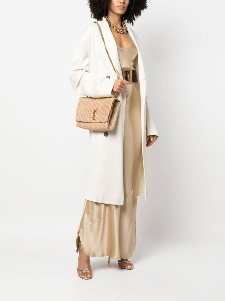 Neutral Kate Raffia Shoulder Bag