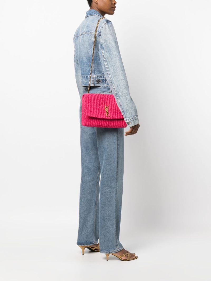 Pink Medium Kate Raffia Shoulder Bag