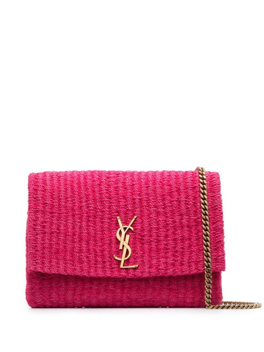 Pink Medium Kate Raffia Shoulder Bag