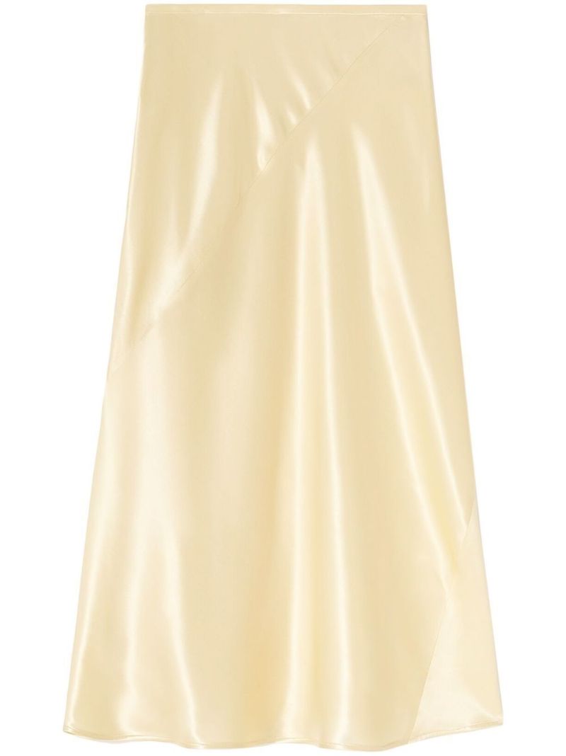Yellow A-line Midi Skirt