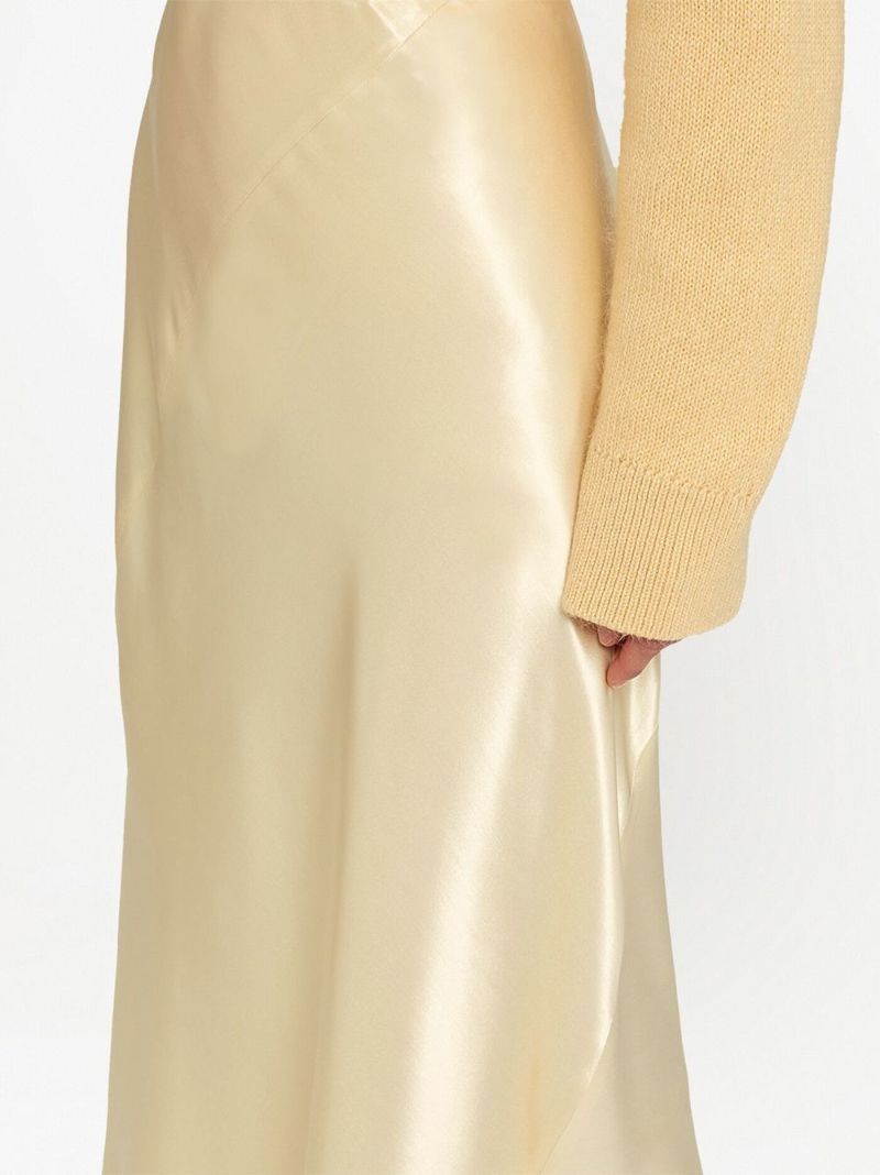 Yellow A-line Midi Skirt