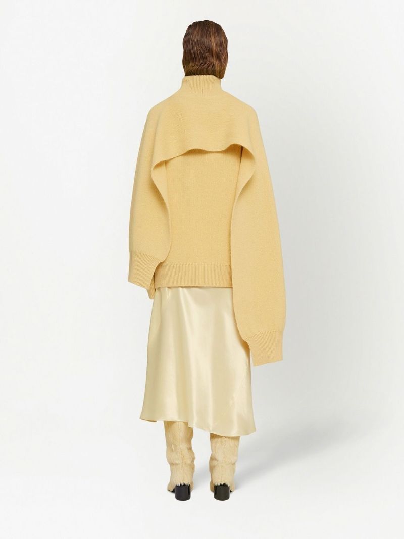 Yellow A-line Midi Skirt
