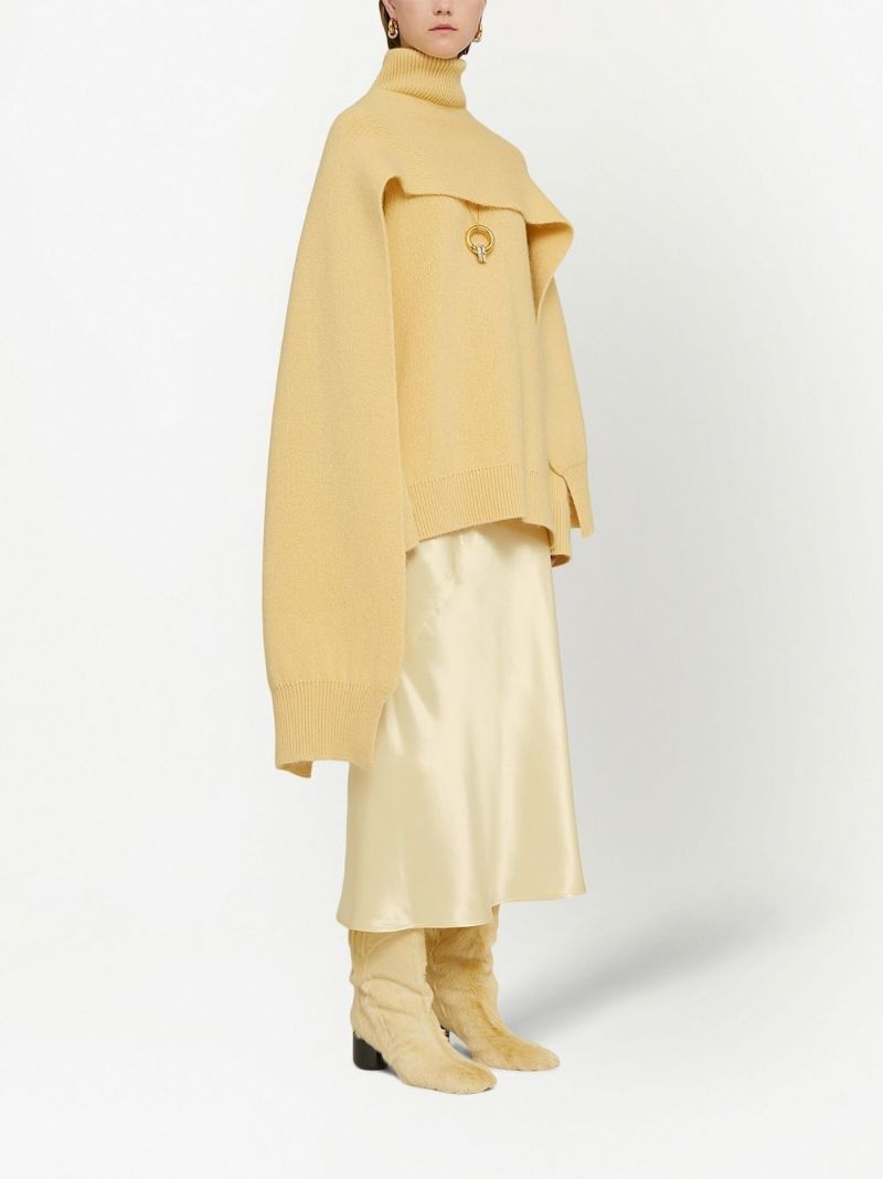 Yellow A-line Midi Skirt