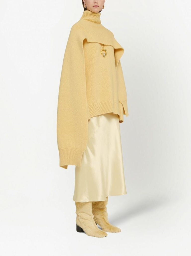 Yellow A-line Midi Skirt