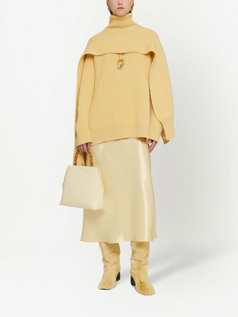 Yellow A-line Midi Skirt