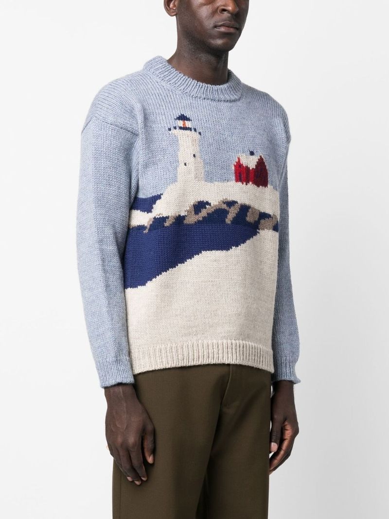 Blue Highland Lighthouse Wool Sweater