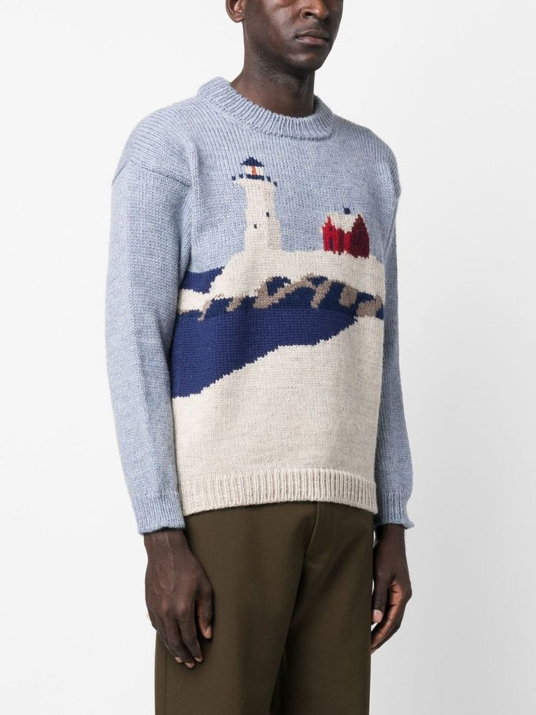 Blue Highland Lighthouse Wool Sweater