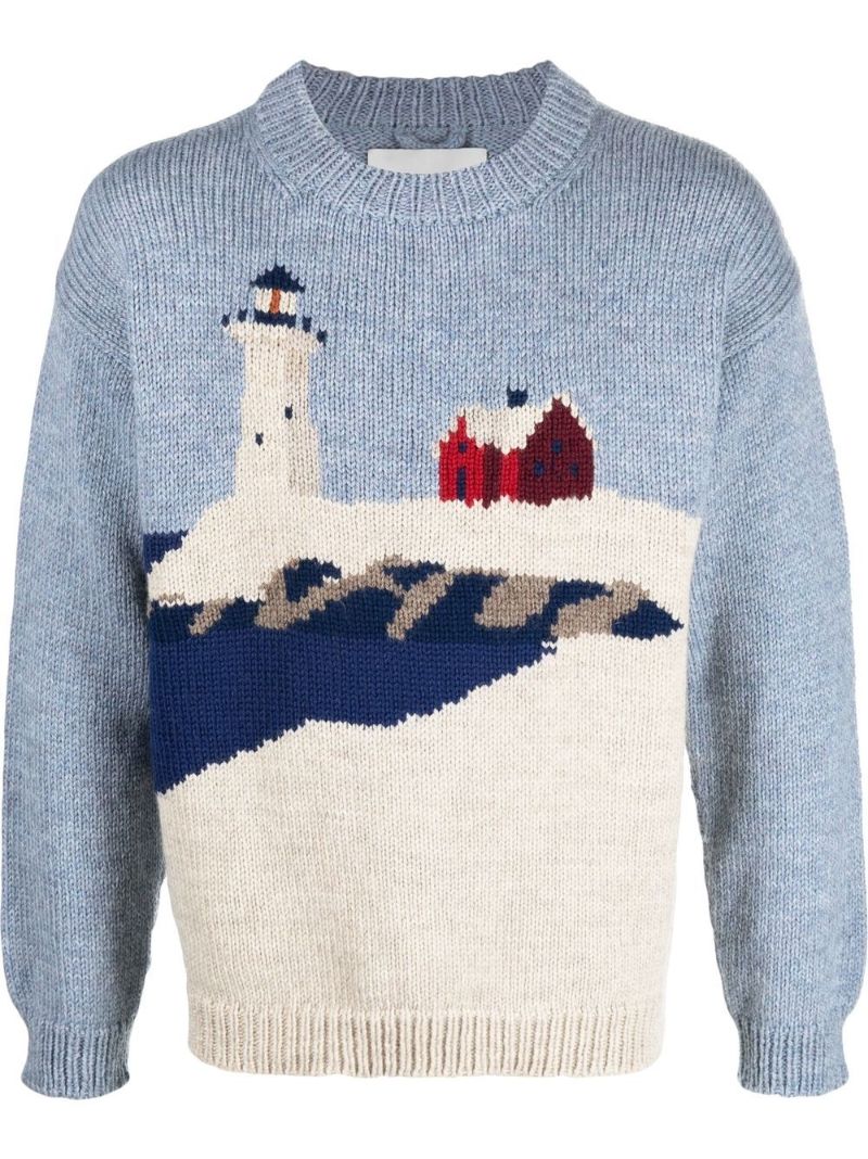 Blue Highland Lighthouse Wool Sweater