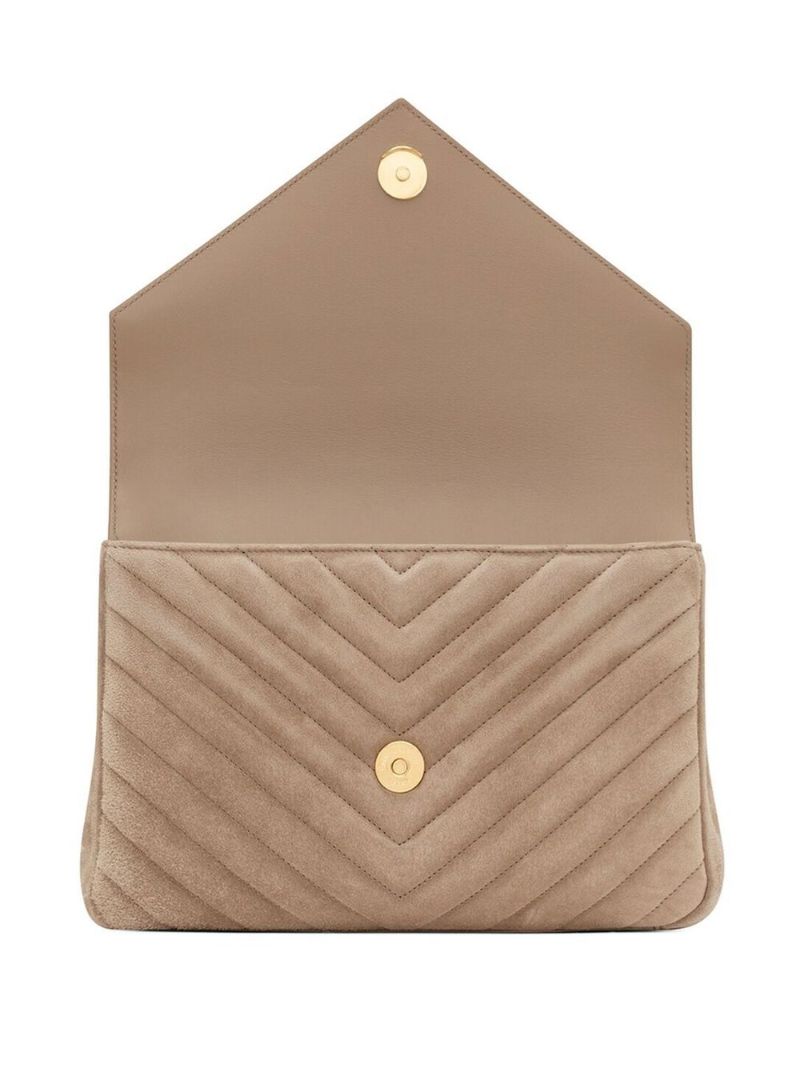 Neutral College Quilted Suede Shoulder Bag