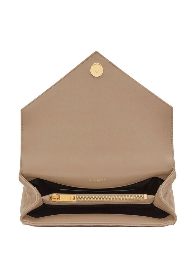 Neutral College Quilted Suede Shoulder Bag