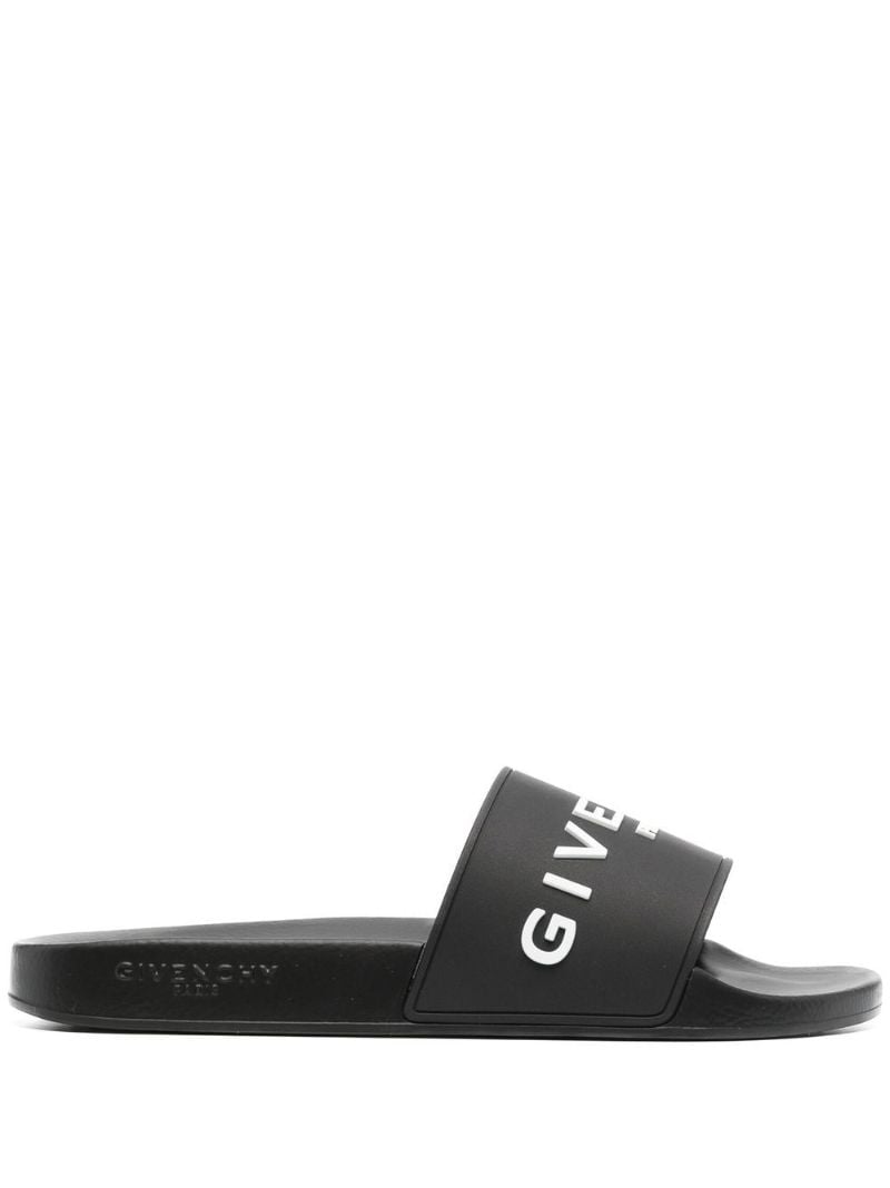 Black Logo Embossed Slides