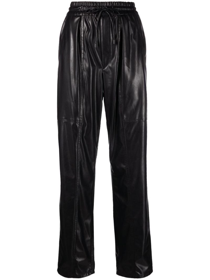 Black Faux Leather Straight-leg Trousers