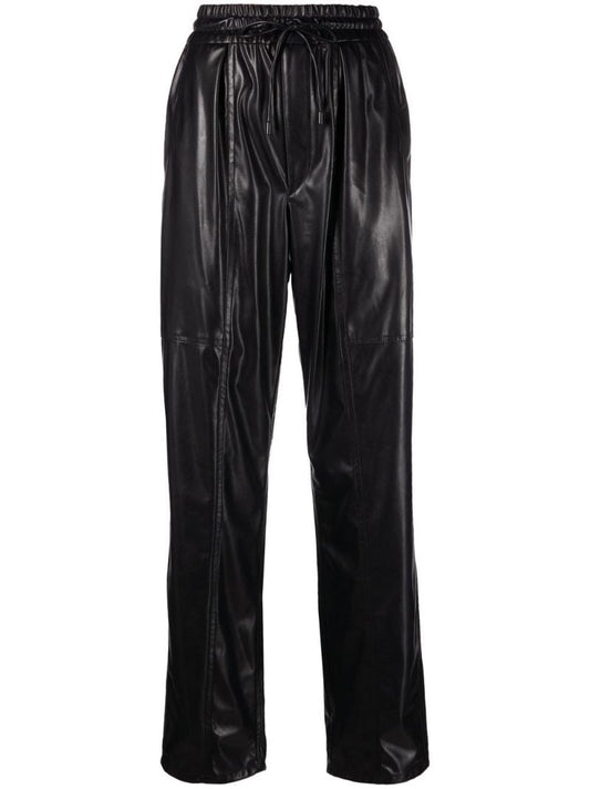 Black Faux Leather Straight-leg Trousers