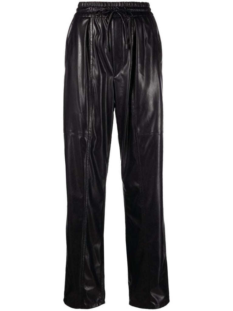 Black Faux Leather Straight-leg Trousers