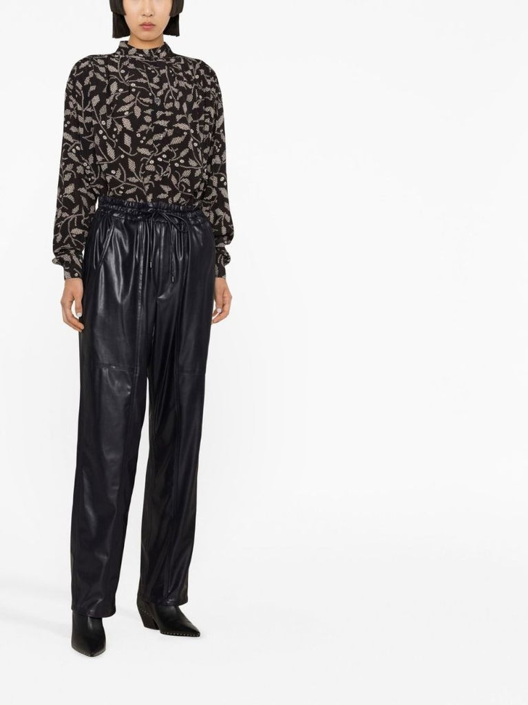 Black Faux Leather Straight-leg Trousers