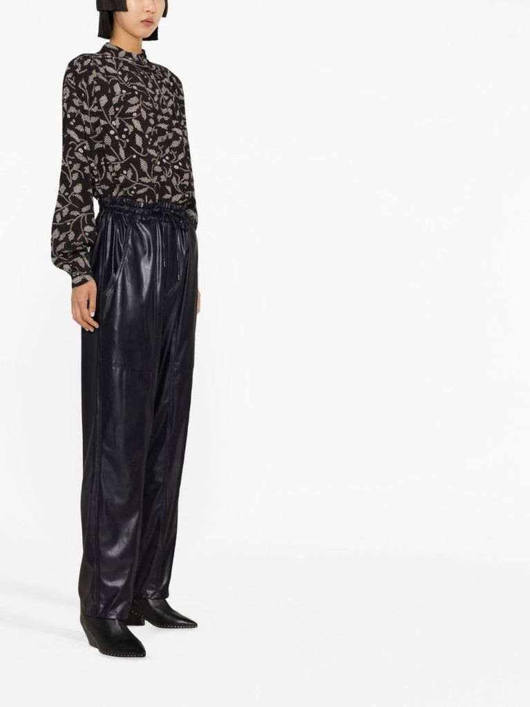 Black Faux Leather Straight-leg Trousers