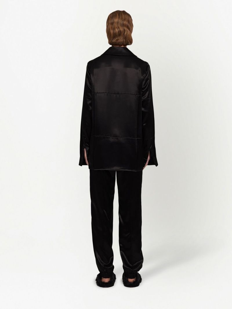 Black Glossy Track Pants