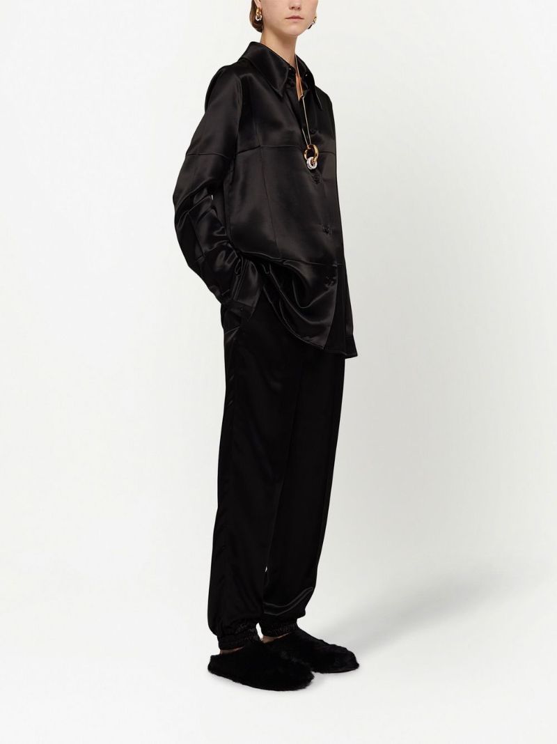 Black Glossy Track Pants