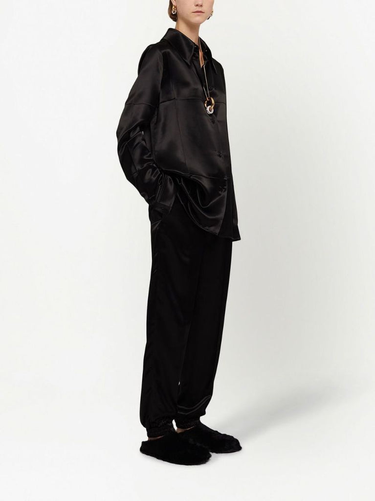 Black Glossy Track Pants