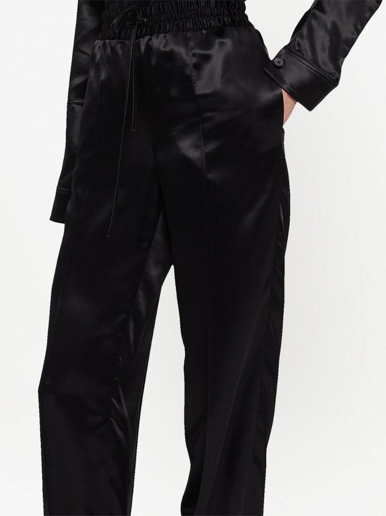 Black Glossy Track Pants