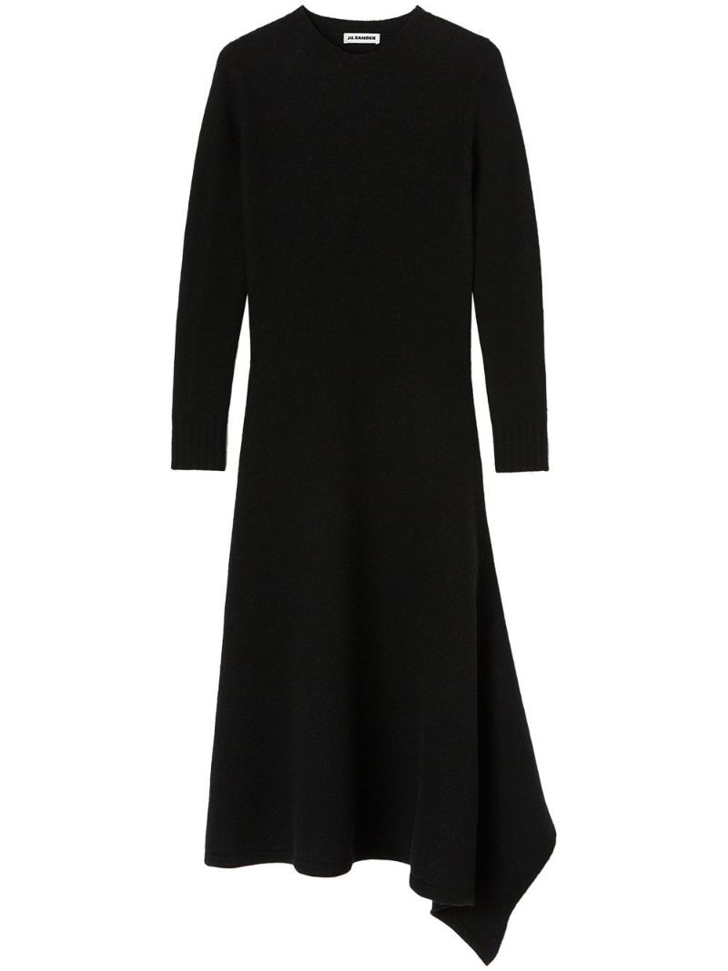 Black Wool Asymmetric Dress