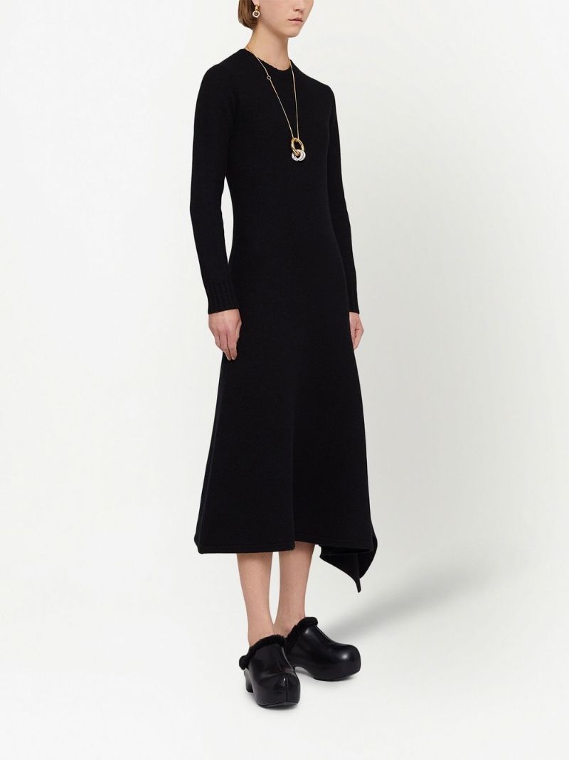 Black Wool Asymmetric Dress