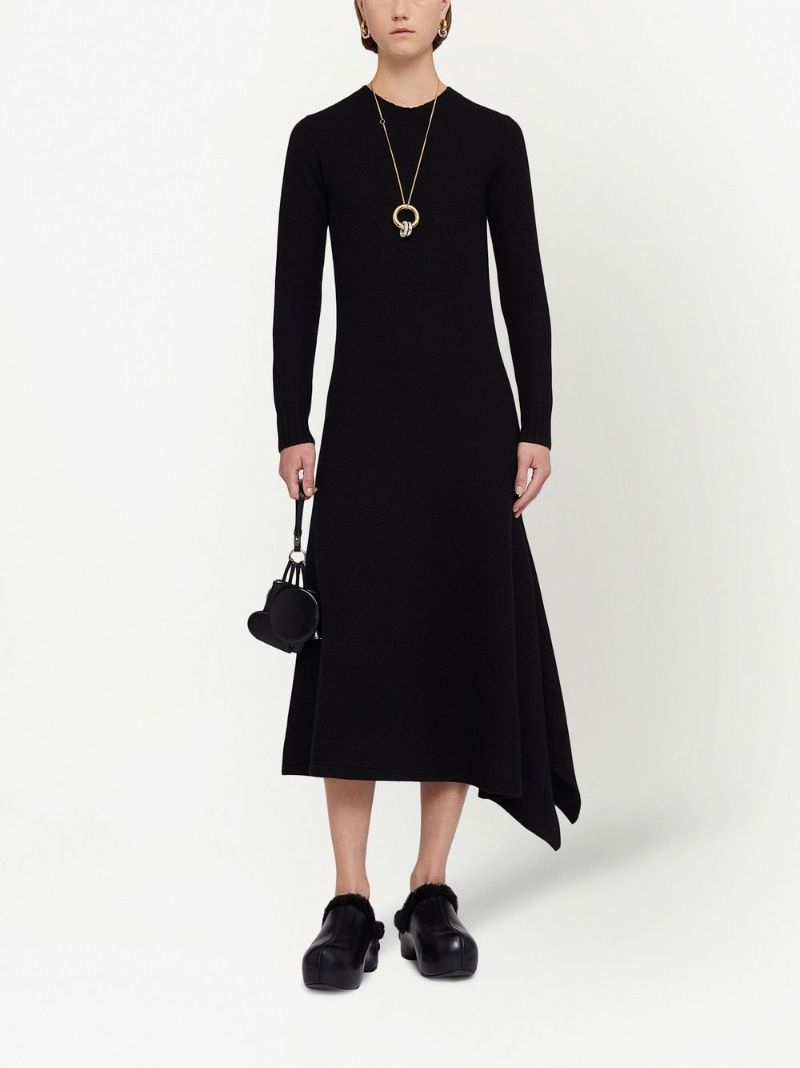 Black Wool Asymmetric Dress